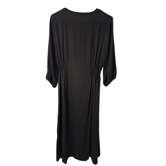 Heyson Front Button Rayon Black Elastic Waist Maxi Dress Size Large, NWT - Picture 8 of 8